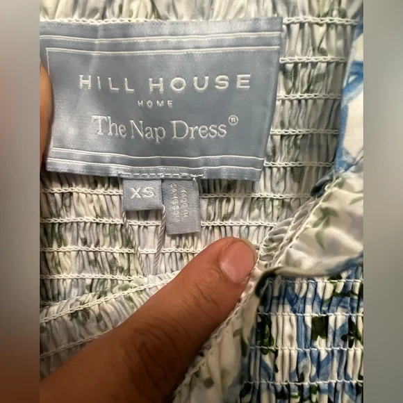 Hill House The Ellie Nap Dress Basketweave Vine Floral Blue Dress Size XS